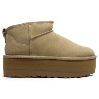 UGG Classic Ultra Mini Platform Suede Womens Ankle Boots - UK 7 - US 9 Women - EU 40 - Sand - Size:UK 7