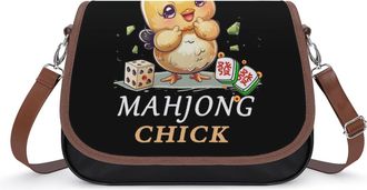 Generic Mahjong Chick Chinese Board Game Crossbody Bags for Women Shoulder Messenger Bag Purse Handbags