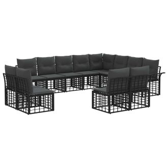 vidaXL Conjunto De Sof&aacute;s De Exterior 12 Pcs Negro Y Gris Oscuro Vidaxl
