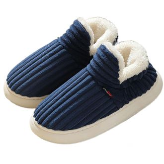 Generic The Cozy & Stylish Slipper, Slipper Booties for Women Men, Warm Plush House Slippers Thick Sole Anti-Skid Slides (Deep Blue,3X-Small)