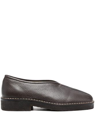 Christophe Lemaire piped leather loafers - women - Calf Leather/Calf Leather/Rubber - 35 - Brown