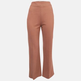 Victoria Beckham Brown Stretch Knit Flared Trousers