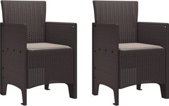 vidaXL Silla de Jardín 2 pcs Marrón 53 x 49 x 85 cm pp Vidaxl
