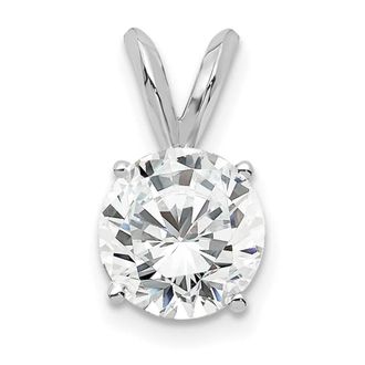 Diamond2Deal 14k White Gold 1 Ct Certified Round Lab Grown Diamond Solitaire Pendant