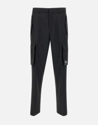 パンツ Versace Cut-Out Pants VERSACE BLACK LEATHER PANTS WITH FLORAL LASER CUTOUTS