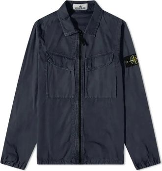 Stone Island Brushed Cotton Canvas Zip Overshirt Navy 7715101WN-V0120
