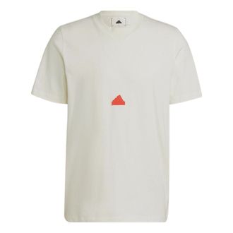 adidas Mens adidas Solid Color Micro Mark Logo Round Neck Pullover Short Sleeve White T-Shirt HG2059