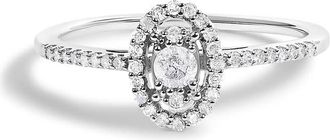 House of Brilliance 14K White Gold 1/5 Cttw Diamond Oval Shape With Halo Engagement Ring (H-I Color, I1-I2 Clarity)
