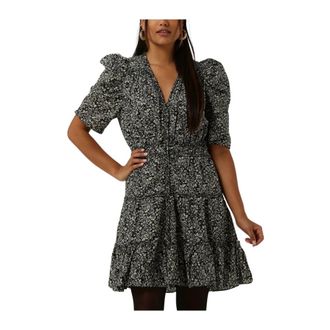 Second Female Mikka Waist Jurk - Dames - Korte kleedjes - Zwart - M - Polyester - Kleedjes