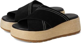 Sorel Sunpeak Platform Slide Womens Dress Sandals Black/Gum 2 : 10.5 B - Medium, Suede