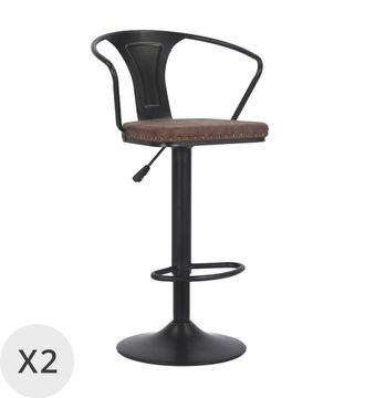 Moycor Set 2 sillas de bar giratoria de metal y piel sint&eacute;tica