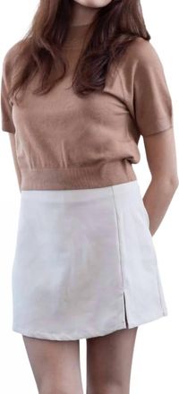 Adelyn Rae Milani Camel Cropped Mock Neck Top