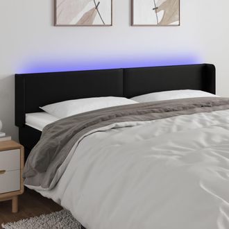 vidaXL Cabecero Con Led Cuero Sint&eacute;tico Negro 163x16x78/88 Cm Vidaxl