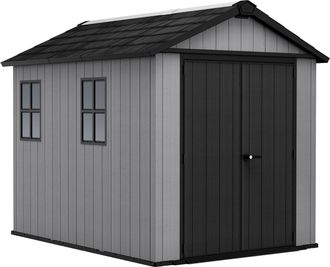 Keter Caseta De Jard&iacute;n De Resina Evotech+, 287 X 230 Cm, Con Suelo Y Puerta Doble, Carga De Nieve De 150 Kg/m&sup2;, Newton Plus 759/975, Gris, Keter