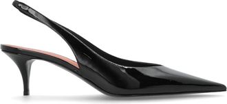 Amina Muaddi Anok Sling 55 - Dames - Pumps - Zwart - 40 EU - Leer - Schoenen