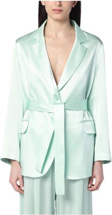 Semicouture Stijlvolle Jassen met Unieke Stofmix - Dames - Blazers - Groen - L - Jassen