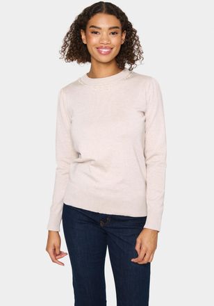 Saint Tropez Rundhalspullover SAINT TROPEZ TemmaSZ, Damen, Gr. XS, grau (gray morn melange), Strick, Obermaterial: 80% Viskose, 20% Polyacryl, meliert, normal, Run