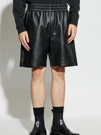 Gucci Mens Black Leather Bermuda Shorts With Elasticated Waist - Size EU 48 (Mens)