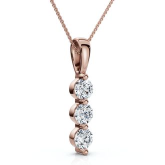 Pompeii3 Delicate Three Stone Diamond 10k White Or Yellow Gold Lab Grown 18 Necklace