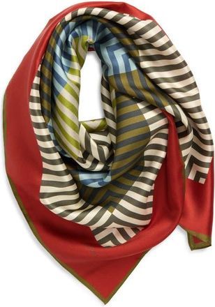 Echo Concentric Stripes Square Silk Scarf in Olive at Nordstrom