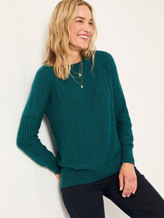 Fat Face FatFace Delphine Dark Teal Blue Fine Gauge Crew Neck Jumper