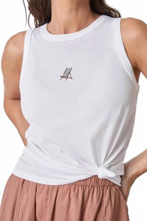 Lilla P Seaside Tank Top In Beach Chair Embroidery