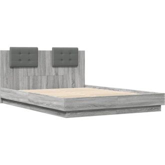 vidaXL Vidaxl - Cama Con Cabecero Madera De Ingenier&iacute;a Gris Sonoma 140x200 Cm