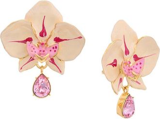 Oscar De La Renta Orchid Enamel Earrings