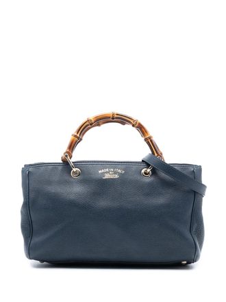 Gucci 2016-2025 Medium Calfskin Bamboo Shopper satchel - Blue