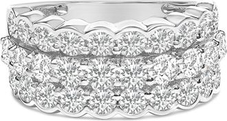House of Brilliance 925 Sterling Silver 3.0 Cttw Lab Grown Diamond 3 Row Band Ring