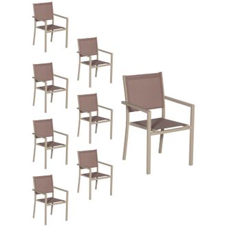 Happy Garden Happy Garden - Juego De 8 Sillas De Aluminio Color Topo Textileno Topo