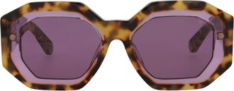 Philipp Plein 53mm Geometric Sunglasses in Havana Havana Violet at Nordstrom Rack
