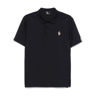 Moncler Polo Shirts, male, Blue, Size: S Polo mezza manica con colletto e logo