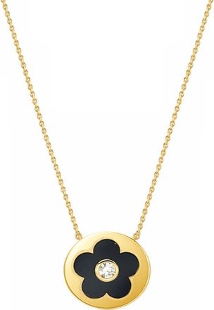 Gabi Rielle Flower Disc Pendant Necklace in Gold/black at Nordstrom Rack, Size 14