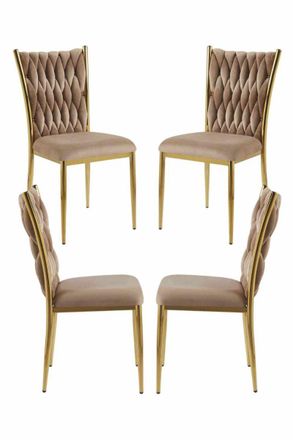 Regalos Miguel Packs Sillas Comedor - Pack 4 Sillas Wiwen Golden Terciopelo - Champ&aacute;n