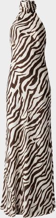 Toccin Alina Zebra Halter Backless Gown