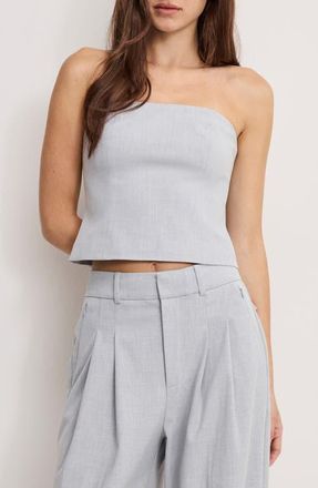 Good American Essential Suiting Strapless Top in Crosshatch Grey at Nordstrom, Size 3X-Large