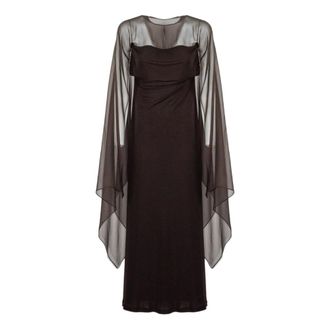 Alberta Ferretti Alberta Ferretti, Maxi Dresses, female, Brown, Size: M Long Dress With Chiffon Sleeves