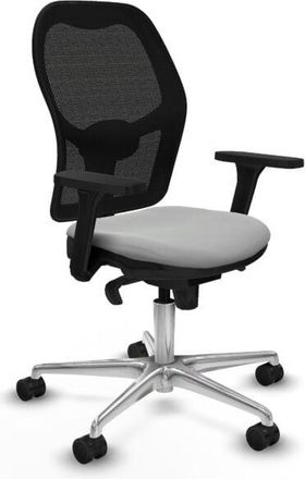 Piqueras y Crespo Piqueras Y Crespo - Jorquera sincro malla negra similpiel gris claro brazos 3D base aluminio ruedas 65mm nailon