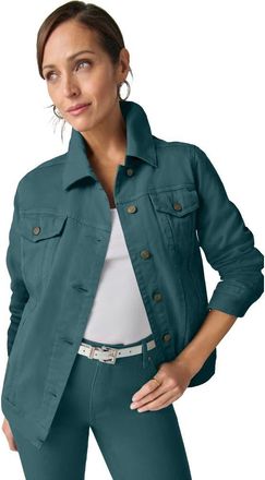 Jessica London Classic Cotton Denim Jacket in Mystic Pine at Nordstrom, Size 24