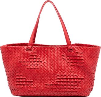 Bottega Veneta 2012-2025 Nappa Intrecciato Ruffle tote bag - Rosso
