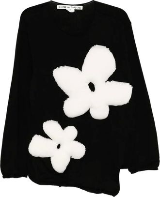 Comme Des Gar&ccedil;ons Maglione a fiori - Nero