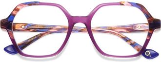 Etnia Barcelona Oriana Geometric Frame Sunglasses with Glossy Purple Acetate Finish