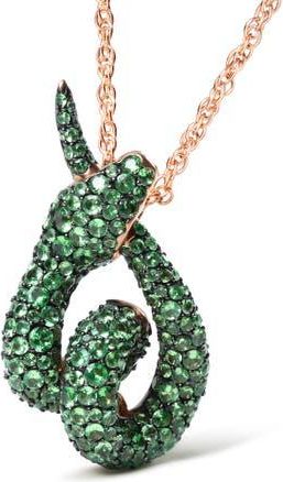 House of Brilliance 18K Gold Tsavorite Gemstone Spiral Snake Design Pendant Necklace in Pink at Nordstrom