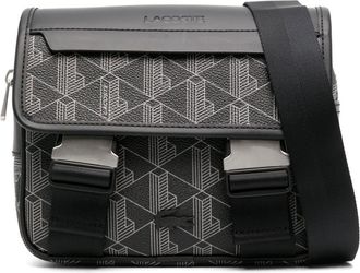 Lacoste The Blend monogram-pattern messenger bag - unisex - PVC - OS - Black