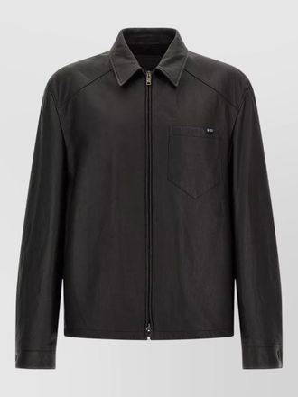 Prada nappa leather jacket shirt collar design