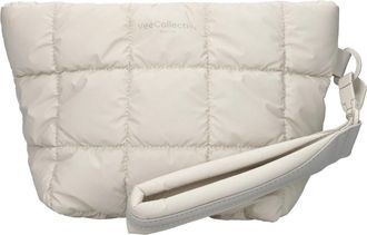 VeeCollective Fabric and Faux Leather Clutch - Dames - Clutches - Beige - ONE Size - Leer - Tassen