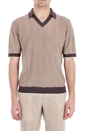 Ballantyne V-Neck Linen Tennis Polo