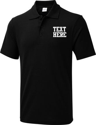 Generic Personalised Polo Shirt Office Polo Shirt Emrboidered Workwear Uniform Choice Any Colors Any Sizes Adult Unisex Top (Black, 5XL, 5XL)