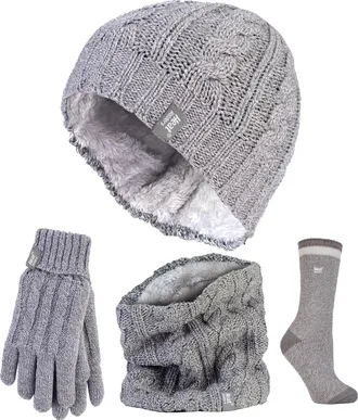 Heat Holders Dames Thermisch Wintersportset - Muts, Handschoenen, Nekwarmer & Draaikolven Sokken